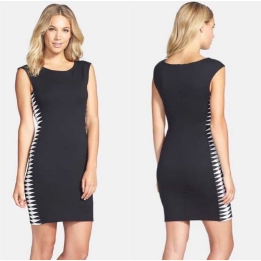 NWT Bailey 44 Lord & Taylor Black Dub Dress Women's Large Side Panel Sheath